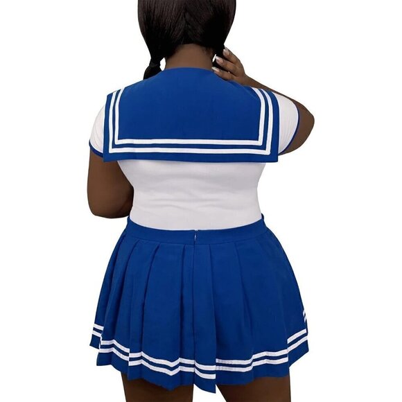 Littleforbig Cotton Sailor Blue Pajamas Bodysuit Cosplay Magical Onesie Skirt - Picture 6 of 7